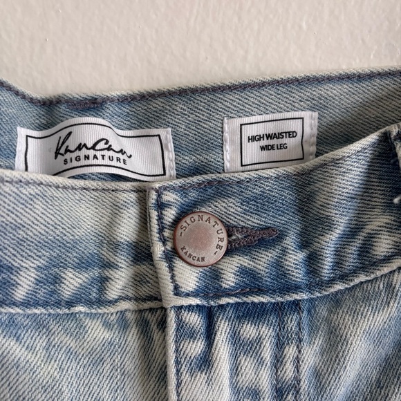 KanCan Signature Buckle Thrashed Ripped High Waist Wide Leg Jeans Size 31 - Picture 3 of 4